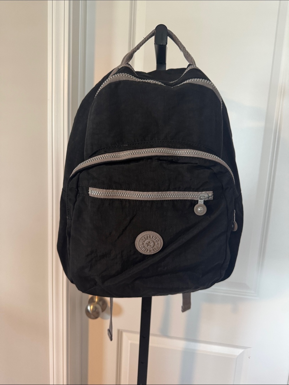 Kipling Black Backpack with Gray Trim